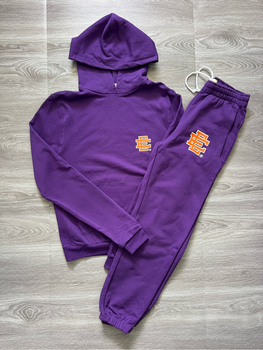 Eric Emanuel Purple Sweat Suit Hoodie Jogger Set Size Medium